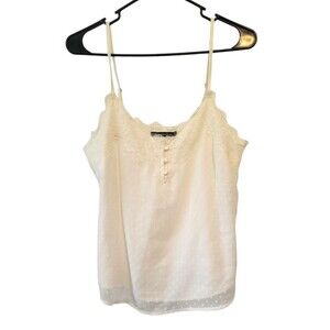 Abercrombie & Fitch White Lace Trim Swiss Dot Sleeveless Blouse Tank Size Medium